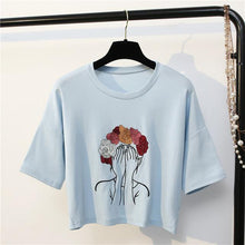 Load image into Gallery viewer, Character Embroidery Crop T-Shirt