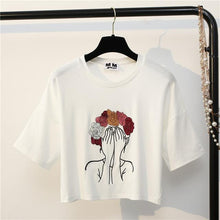 Load image into Gallery viewer, Character Embroidery Crop T-Shirt