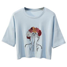 Load image into Gallery viewer, Character Embroidery Crop T-Shirt
