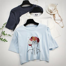 Load image into Gallery viewer, Character Embroidery Crop T-Shirt