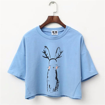 Cute Rabbit Crop T-Shirt