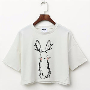 Cute Rabbit Crop T-Shirt