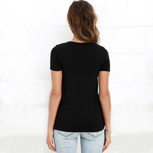 Load image into Gallery viewer, Deep V-Neck Lace-Up T-Shirt