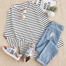 Load image into Gallery viewer, Elbow Patchwork Striped T-Shirt