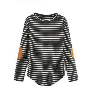 Elbow Patchwork Striped T-Shirt