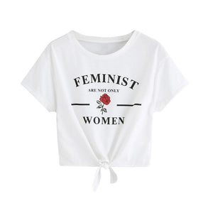 'FEMINIST' Bow Tie T-Shirt