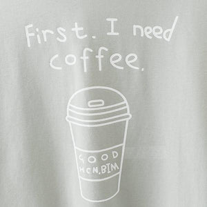 'First, I need coffee' Hooded Shirt