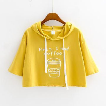 'First, I need coffee' Hooded Shirt