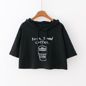 'First, I need coffee' Hooded Shirt