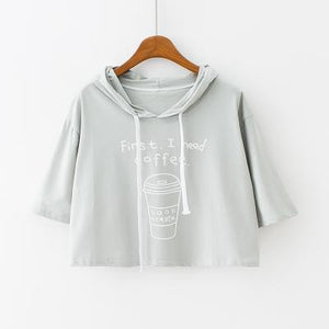 'First, I need coffee' Hooded Shirt