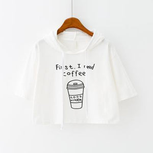 'First, I need coffee' Hooded Shirt