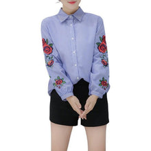 Load image into Gallery viewer, Floral Embroidery Long Sleeve Blouse