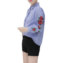 Load image into Gallery viewer, Floral Embroidery Long Sleeve Blouse