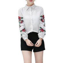 Load image into Gallery viewer, Floral Embroidery Long Sleeve Blouse