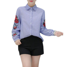 Load image into Gallery viewer, Floral Embroidery Long Sleeve Blouse