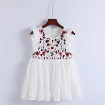 Floral Embroidery Seersucker Blouse