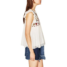 Load image into Gallery viewer, Floral Embroidery Seersucker Blouse