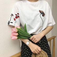 Load image into Gallery viewer, Floral Embroidery T-Shirt