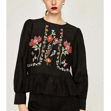 Load image into Gallery viewer, Flower Embroidery Casual Blouse