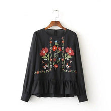 Load image into Gallery viewer, Flower Embroidery Casual Blouse