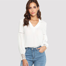 Load image into Gallery viewer, Lace Cuff V-Neck Blouse