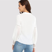 Load image into Gallery viewer, Lace Cuff V-Neck Blouse