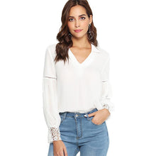 Load image into Gallery viewer, Lace Cuff V-Neck Blouse