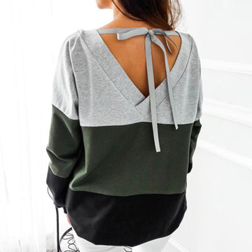 Three Tone Back V-Neck Sweatshirt
