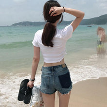 Load image into Gallery viewer, Lace-Up Crop T-Shirt