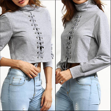 Lace-Up Turtle Neck Shirt