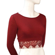 Load image into Gallery viewer, Long Sleeve Lace Crop Top (2 Colors)