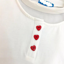 Load image into Gallery viewer, Love Buttoned Choker Crop Tee