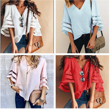 Load image into Gallery viewer, Mesh Patchwork 3/4 Sleeve Shirt