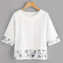 Load image into Gallery viewer, Mesh Patchwork Half Sleeve Blouse