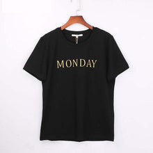 Load image into Gallery viewer, &#39;Monday To Sunday&#39; 3-D Letter Print T-Shirt