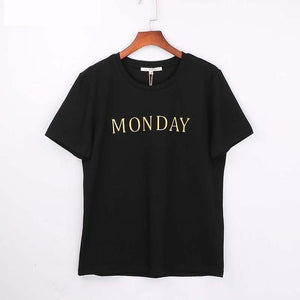 'Monday To Sunday' 3-D Letter Print T-Shirt