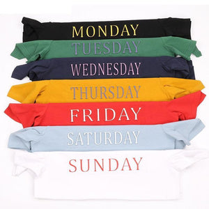 'Monday To Sunday' 3-D Letter Print T-Shirt