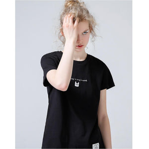 'Money is my mood' Embroidery T-Shirt
