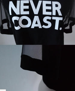 'NEVER COAST' Mesh Patchwork T-Shirt