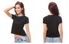 Load image into Gallery viewer, Pearl Beaded Crop T-Shirt