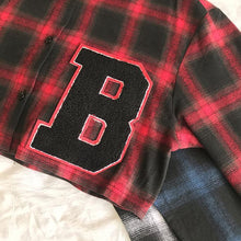 Load image into Gallery viewer, Plaid Drop Shoulder Crop Shirt