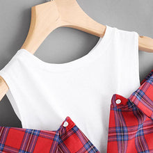 Load image into Gallery viewer, Plaid Open Shoulder Shirt