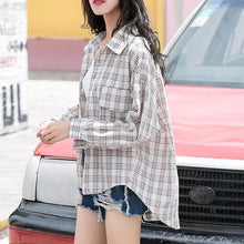 Load image into Gallery viewer, Plaid Turn-Down Collar Shirt