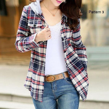 Plaid Zip-Up Hooded Shirt