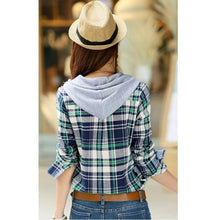 Load image into Gallery viewer, Plaid Zip-Up Hooded Shirt