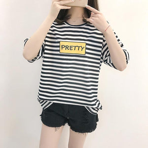 'PRETTY' Striped T-Shirt