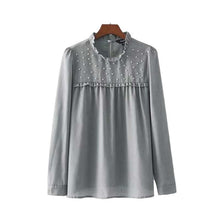 Load image into Gallery viewer, Ruffled &amp; Pearl Beaded Shirt