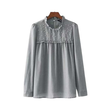Ruffled & Pearl Beaded Shirt