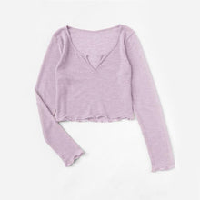 Load image into Gallery viewer, Scallop Hem Crop Knitted Shirt