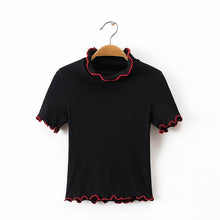 Load image into Gallery viewer, Scallops Turtleneck Crop T-Shirt